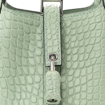 Hermes Matte Alligator Micro Picotin Lock Vert D' Eau 8 of 11