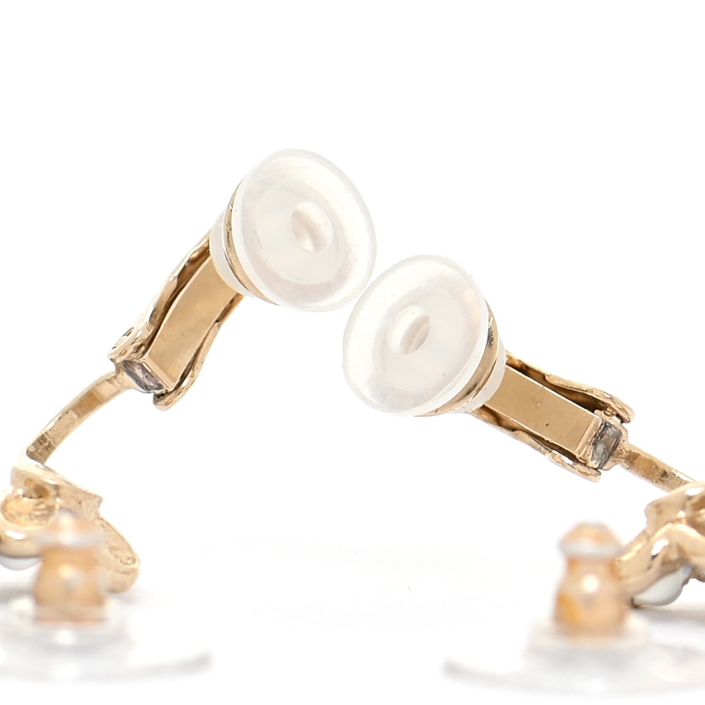 Crystal Enamel Flower CC Earrings Gold White Black