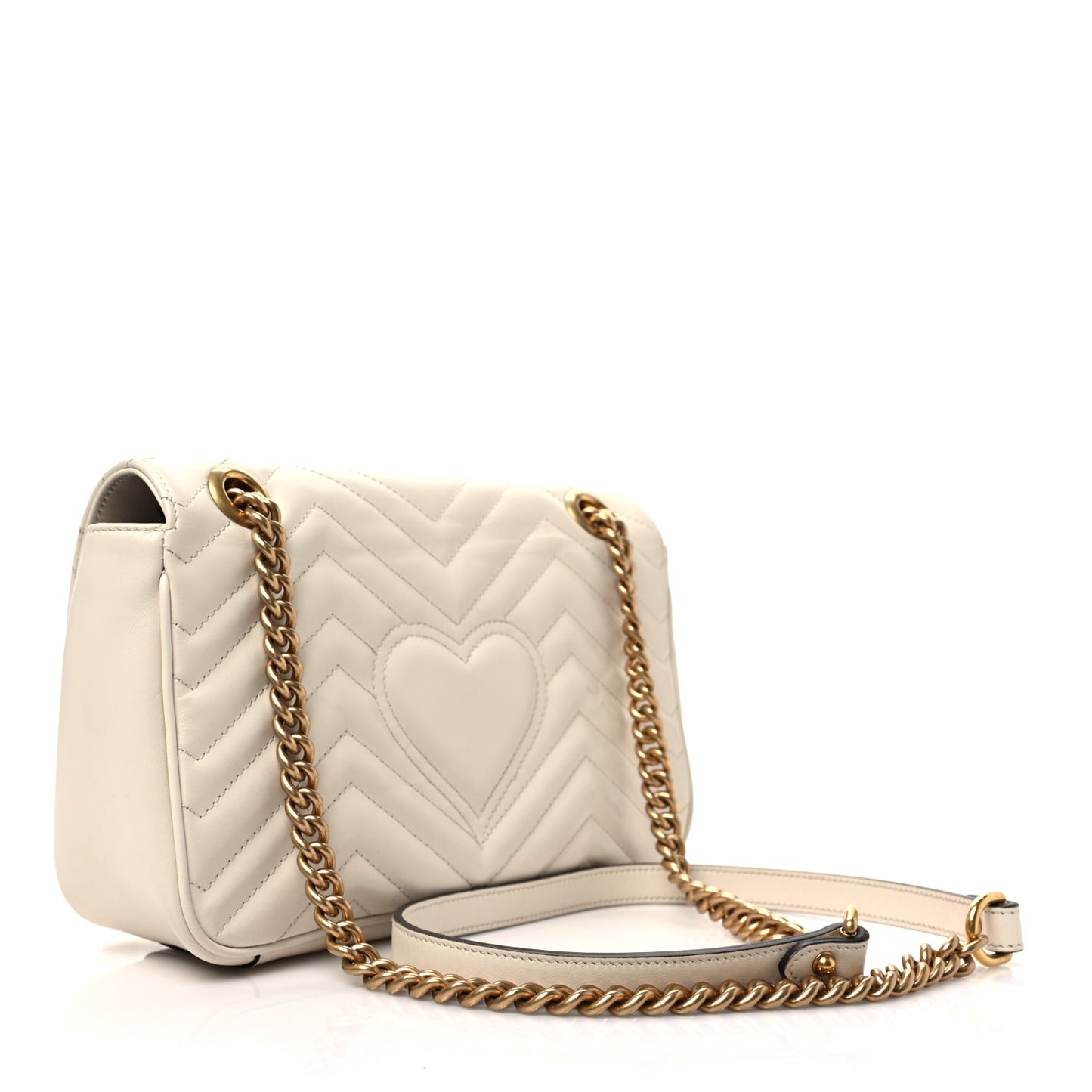 Calfskin Matelasse Small GG Marmont Shoulder Bag White
