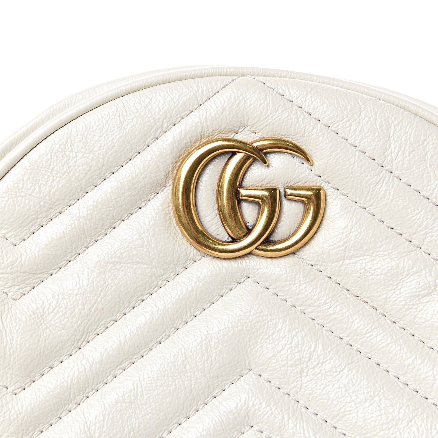 Gucci Calfskin Matelasse Mini GG Marmont Round Shoulder Bag White 10 of 10