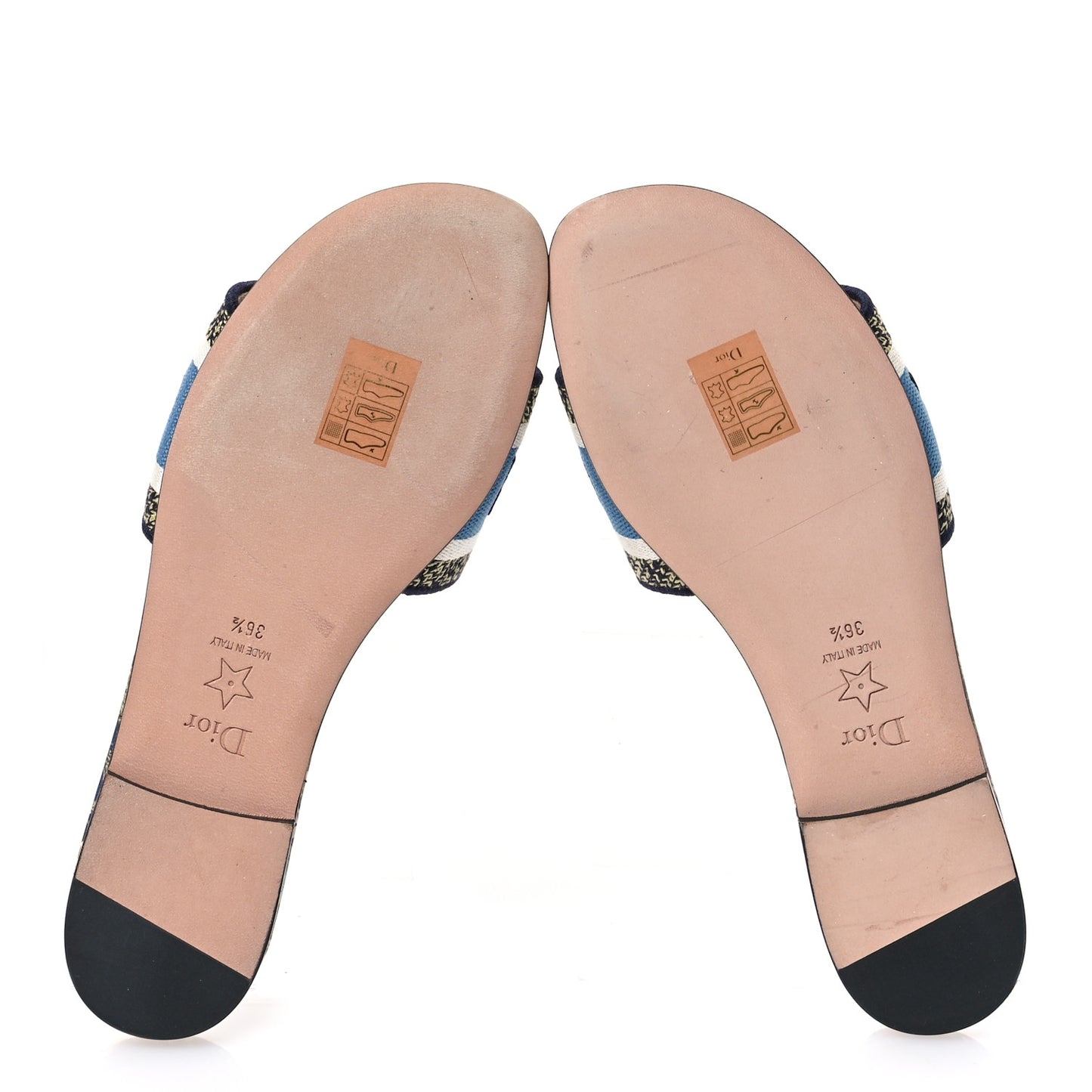 Canvas D-Constellation Embroidered Dway Flat Slide Sandals 36.5 Black Multicolor