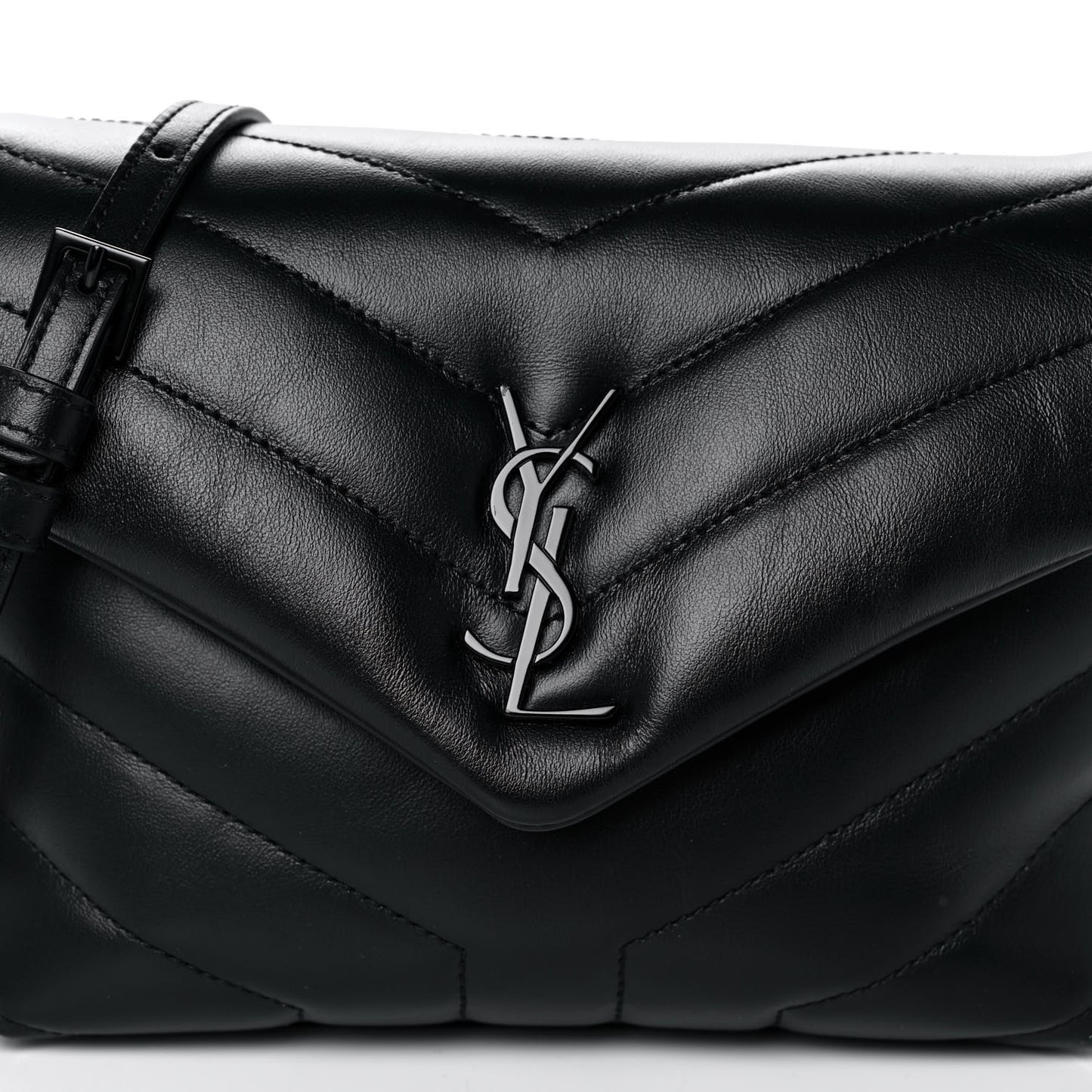 Calfskin Y Quilted Monogram Toy Loulou Crossbody Bag Black