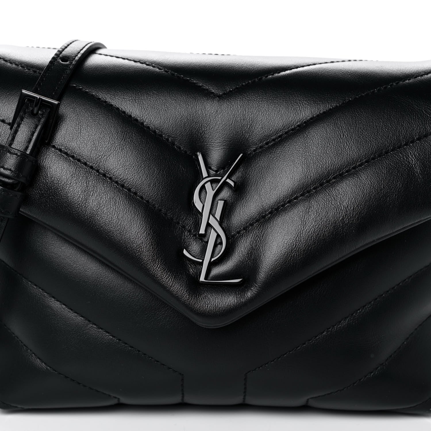 Saint Laurent Calfskin Y Quilted Monogram Toy Loulou Crossbody Bag Black 8 of 12