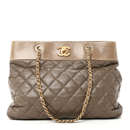 Chanel Calfskin Quilted Large Soft Elegance Tote Brown 1 of 11