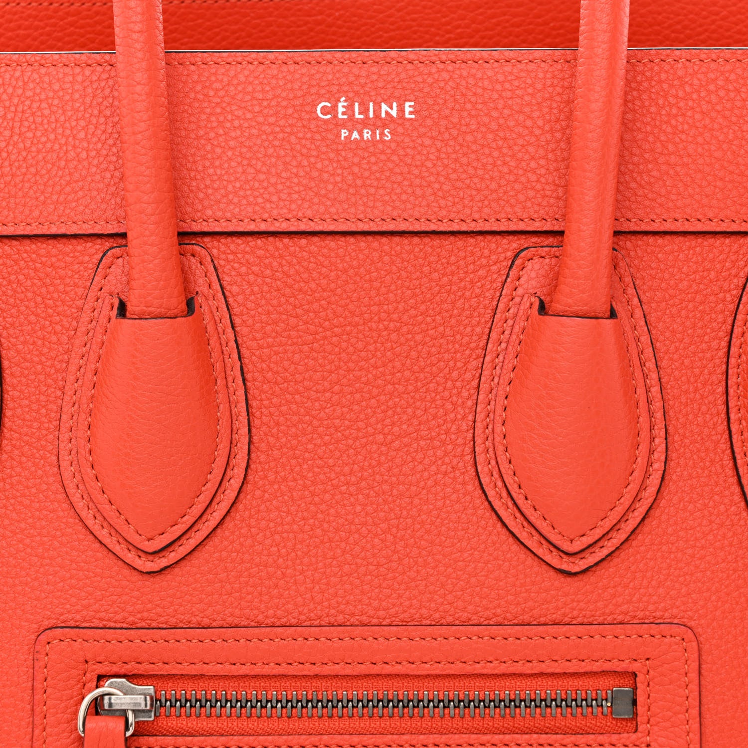 Celine Drummed Calfskin Micro Luggage Vermillion 8 of 10