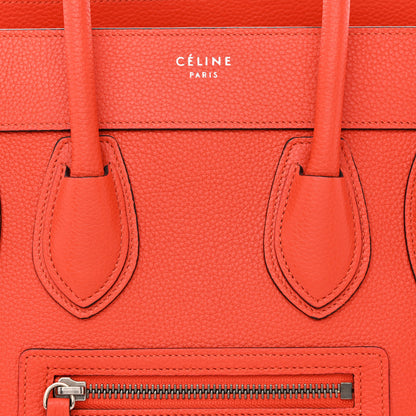 Celine Drummed Calfskin Micro Luggage Vermillion 8 of 10