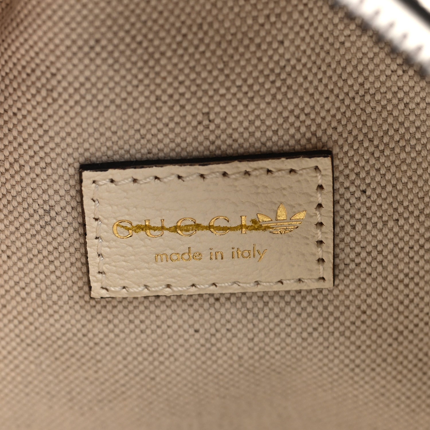 Gucci X ADIDAS Textured Dollar Calfskin Web Trefoil Logo Small Ophidia Round Shoulder Bag Off White Black 6 of 10