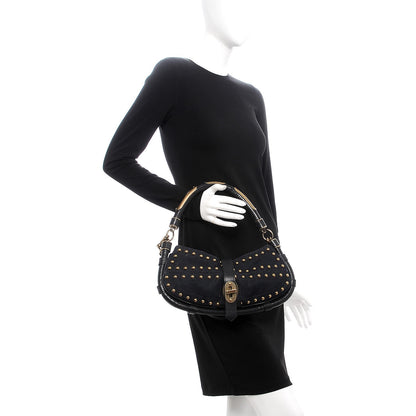 Burberry Denim Studded Shoulder Bag Navy Blue 3 of 10