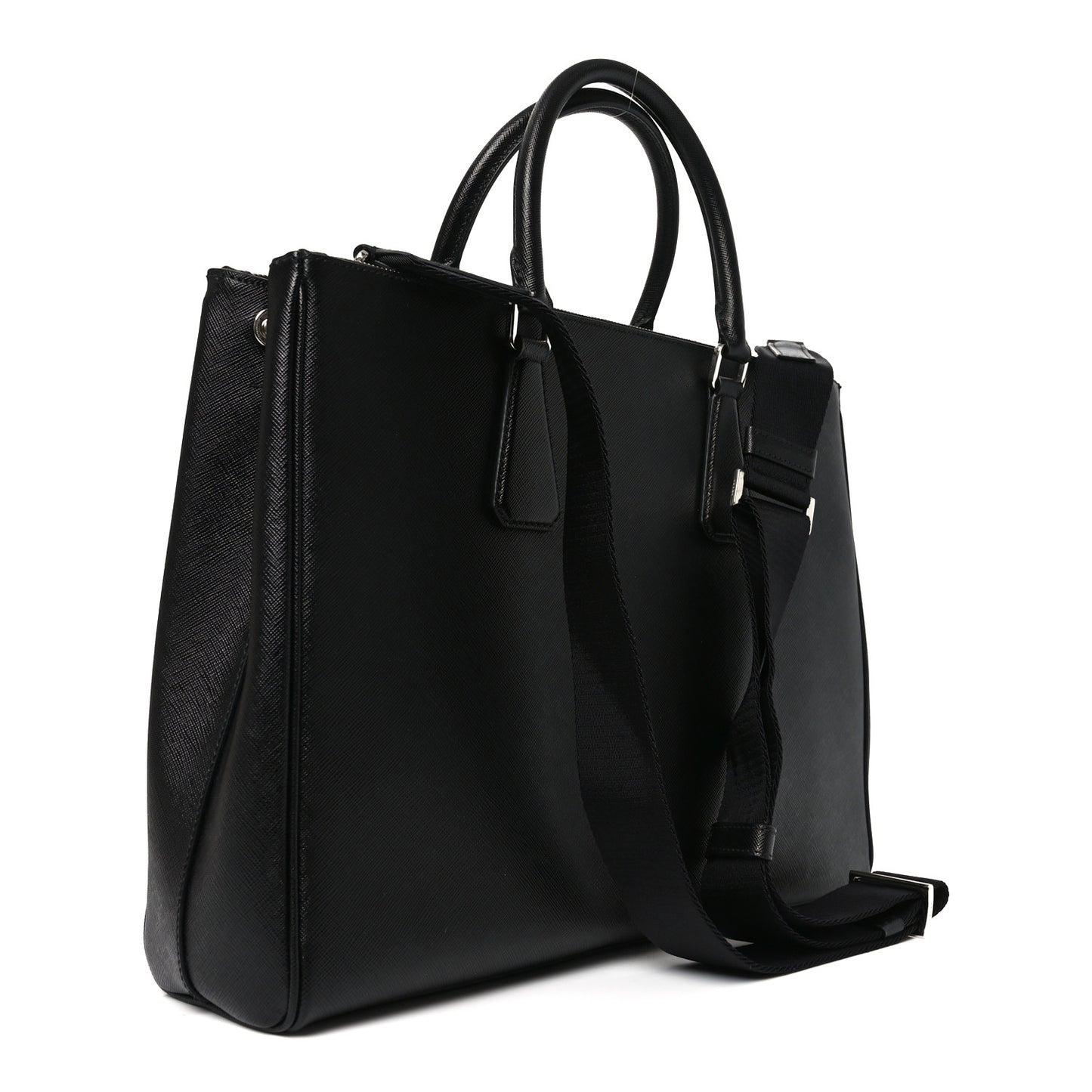 Saffiano Travel Extra Large Galleria Double Zip Tote Black