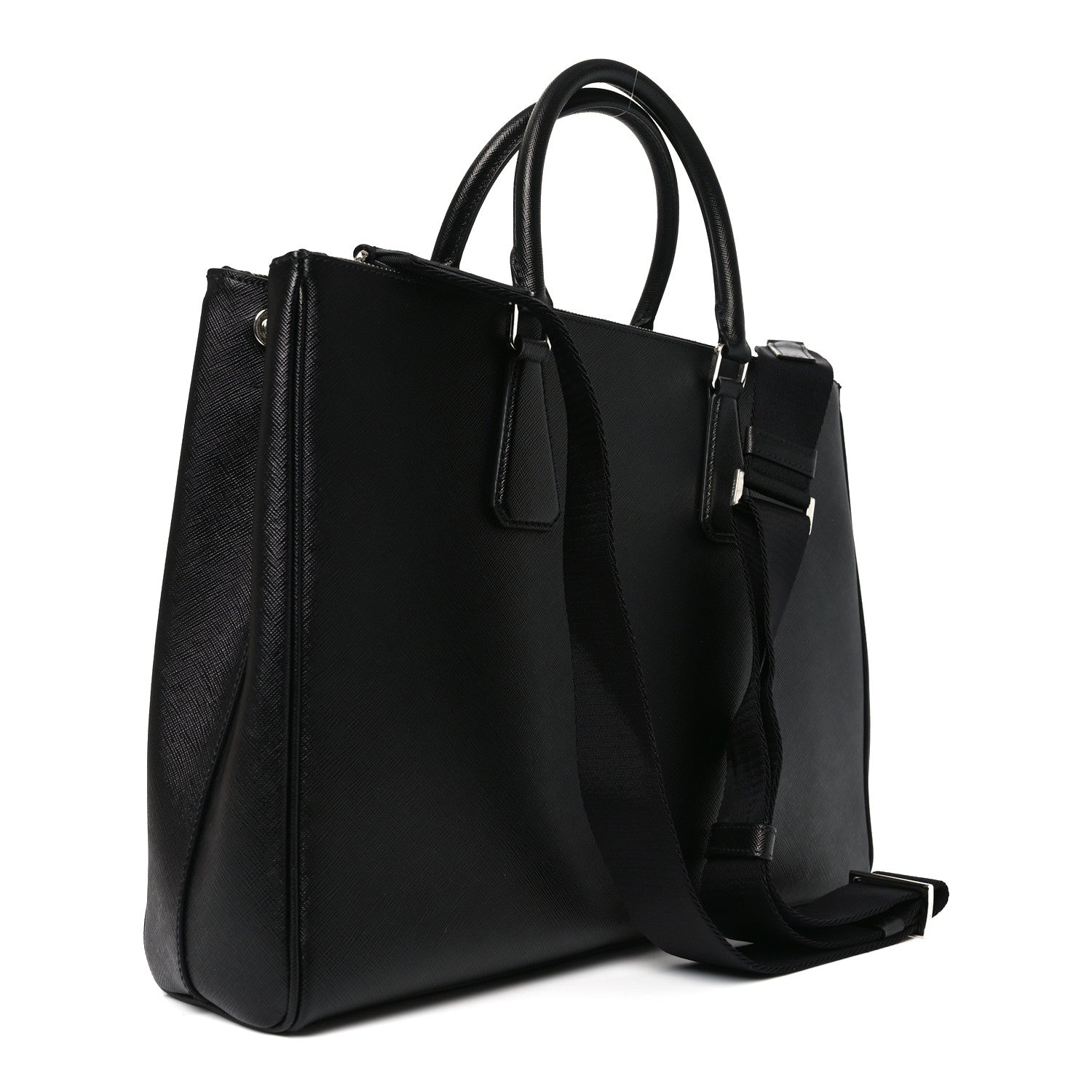 Prada Saffiano Travel Extra Large Galleria Double Zip Tote Black 3 of 9