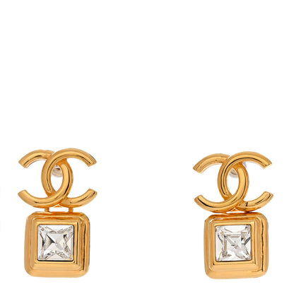 Chanel Large Crystal CC Drop Earrings Gold 1 of 5