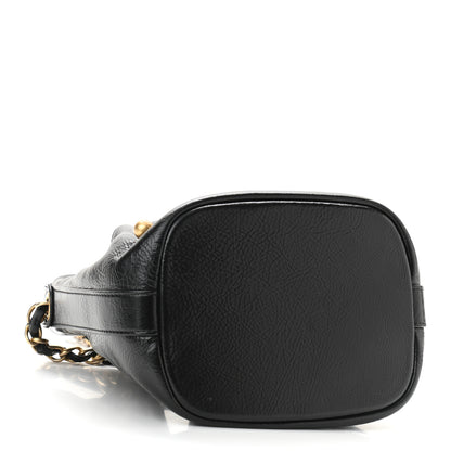 Chanel Shiny Aged Calfskin CC Chain Mini Drawstring Bag Black 4 of 9