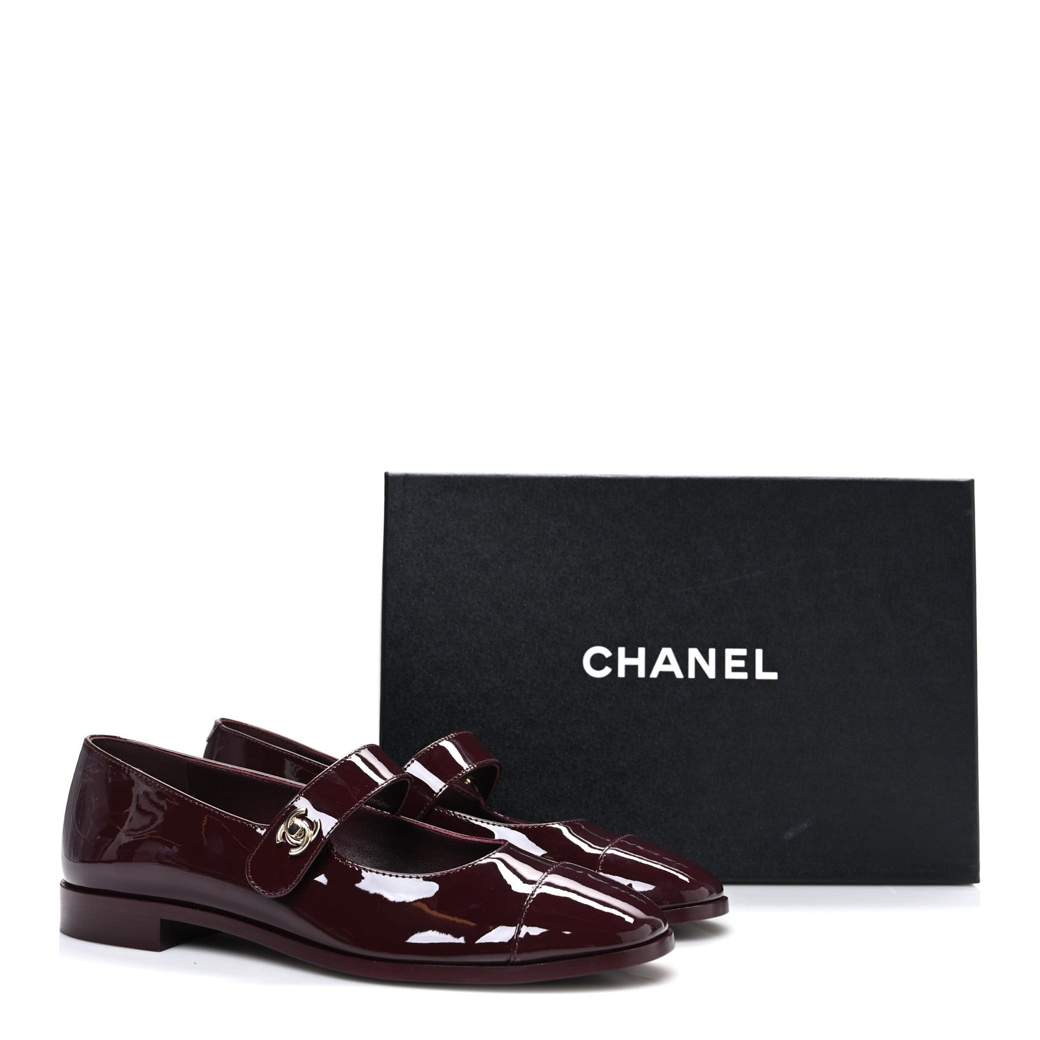 Chanel Patent Calfskin Mary Janes Flats 39.5 Burgundy 11 of 11