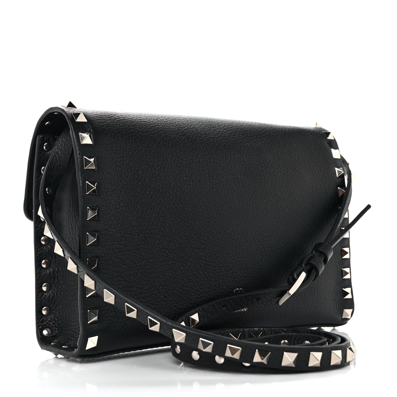 Valentino Garavani Pebbled Calfskin Medium Rockstud Flip Lock Crossbody Bag Black 3 of 8
