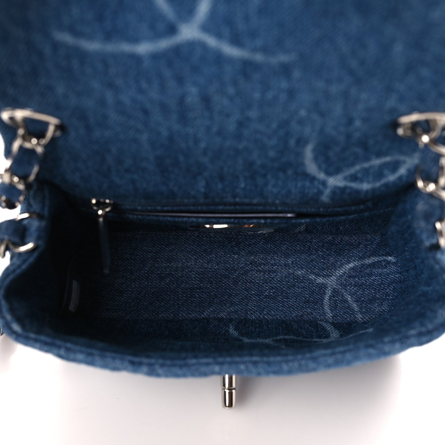 Denim CC Quilted Mini Square Flap Blue