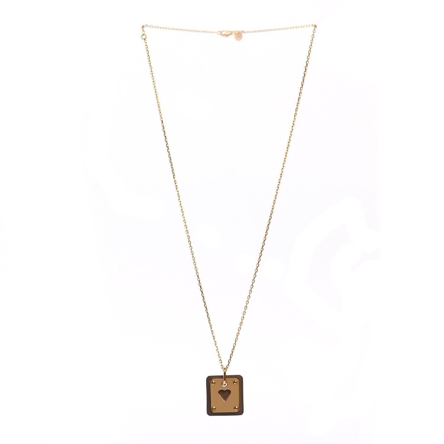 Hermes Gold Plated Swift As De Coeur Necklace Etoupe 3 of 7