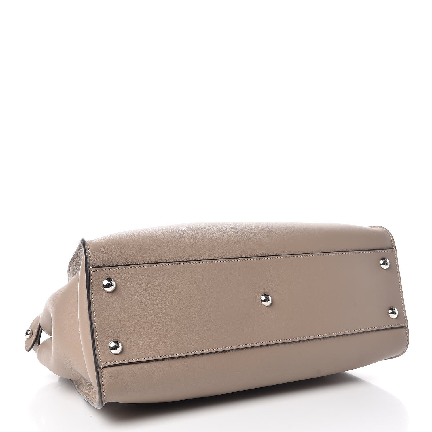 Fendi Vitello Seta Shiny Nappa Elaphe Medium Peekaboo Iconic Satchel Tortora Natural Ebano 4 of 10