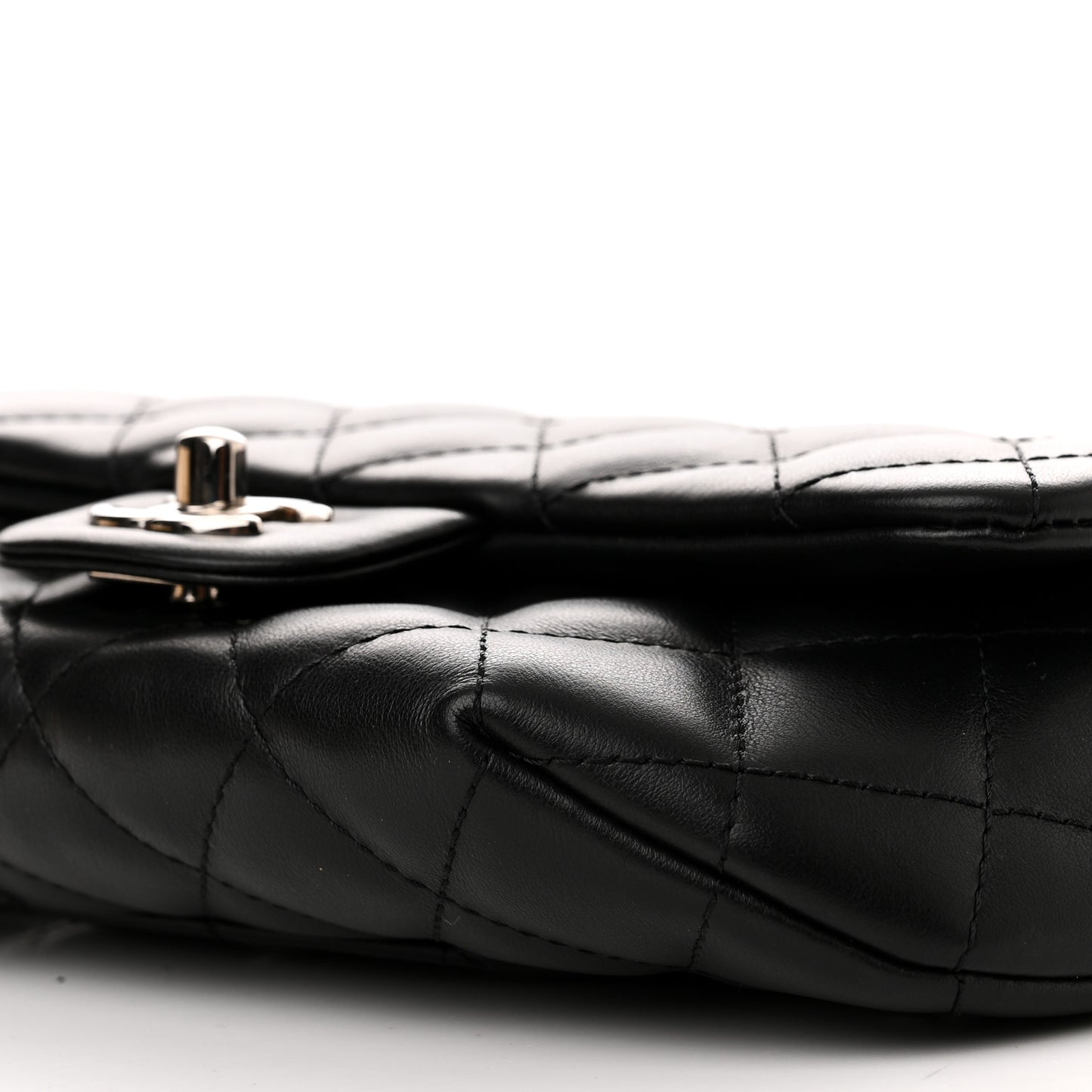 Calfskin Quilted CC Uniform Flap Belt Bag Black