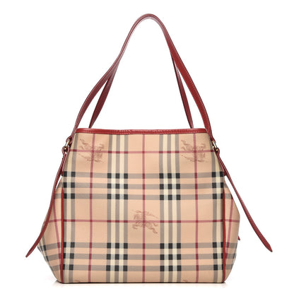 Burberry Haymarket Check Small Canterbury Tote Coral Red 1 of 10