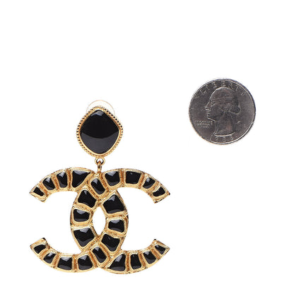 Chanel Resin Along The Nile CC Clip On Earrings Gold Black 2 of 5