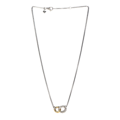 David Yurman Sterling Silver 18K Yellow Gold Belmont Pendant Necklace 3 of 4