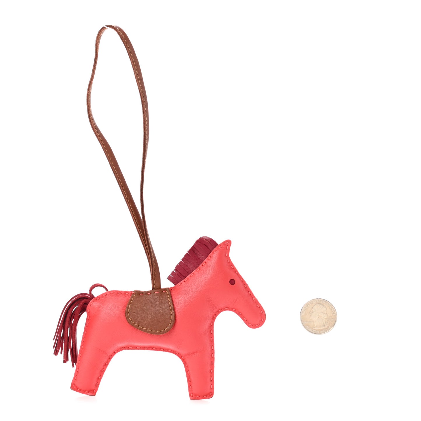 Milo Lambskin Grigri Rodeo Horse Bag Charm GM Rose Jaipur Fauve Rubis
