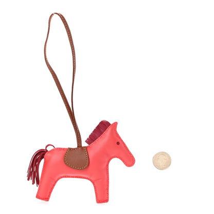 Hermes Milo Lambskin Grigri Rodeo Horse Bag Charm GM Rose Jaipur Fauve Rubis 2 of 4