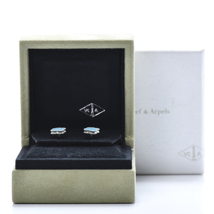 Van Cleef & Arpels 18K White Gold Turquoise Sweet Alhambra Earrings 6 of 6