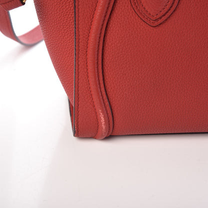 Celine Drummed Calfskin Nano Luggage Coquelicot 13 of 16