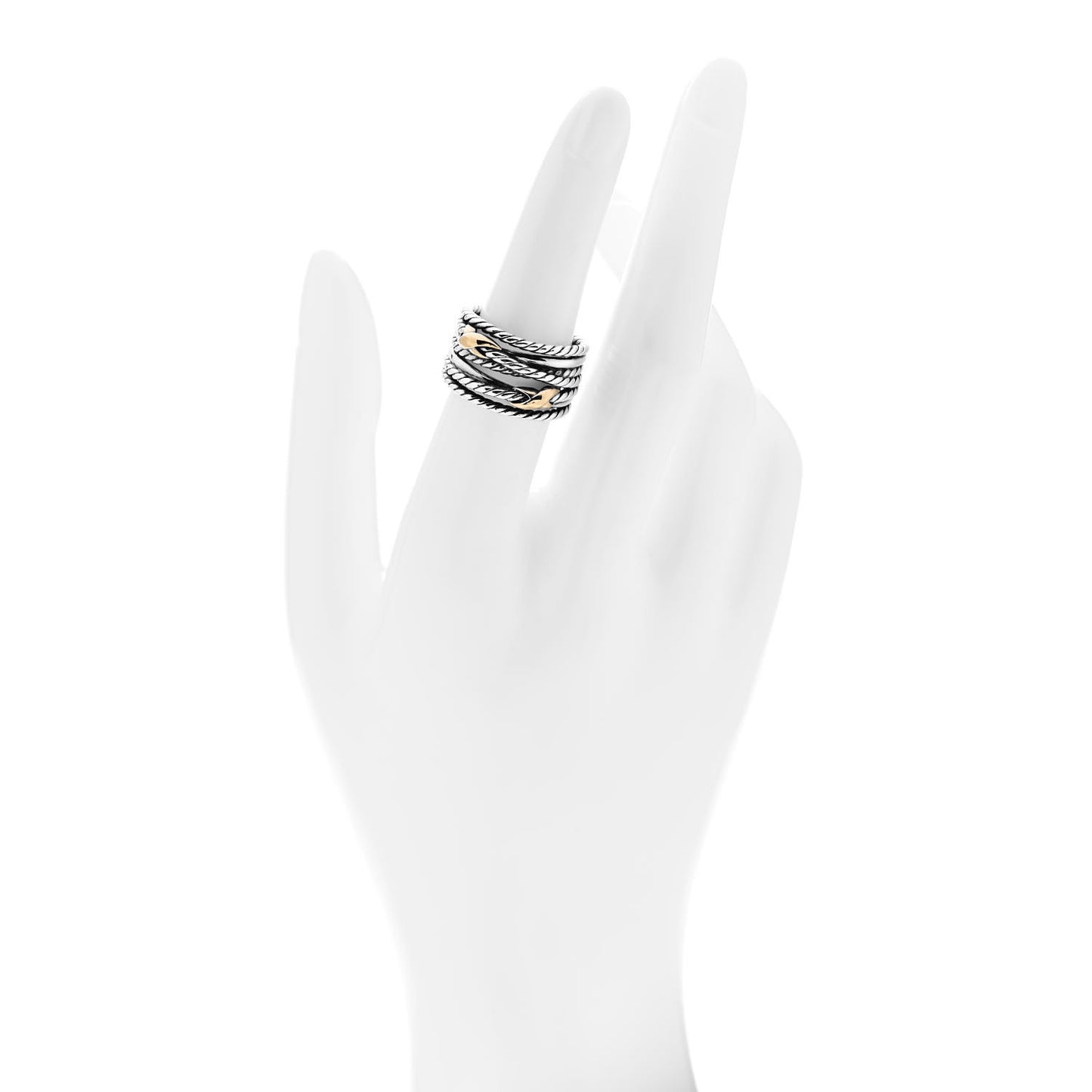 Sterling Silver 18K Yellow Gold Double X Crossover Ring 53 6.25
