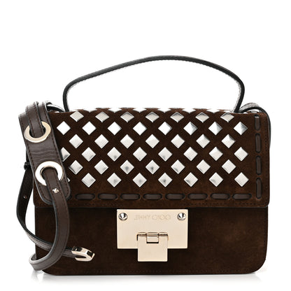 Jimmy Choo Suede Studded Mini Rebel Crossbody Brown 1 of 11