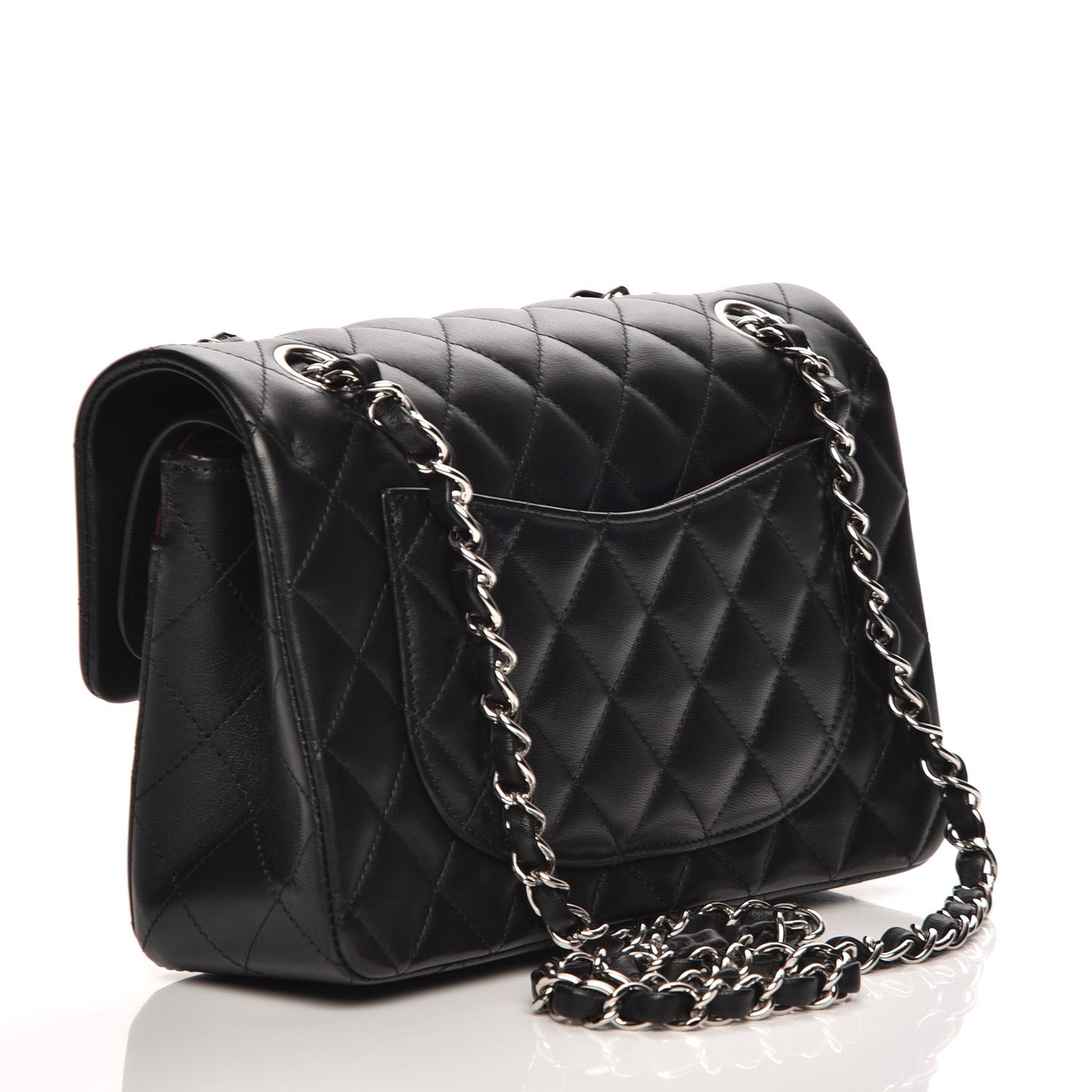 Lambskin Quilted Small Double Flap Black