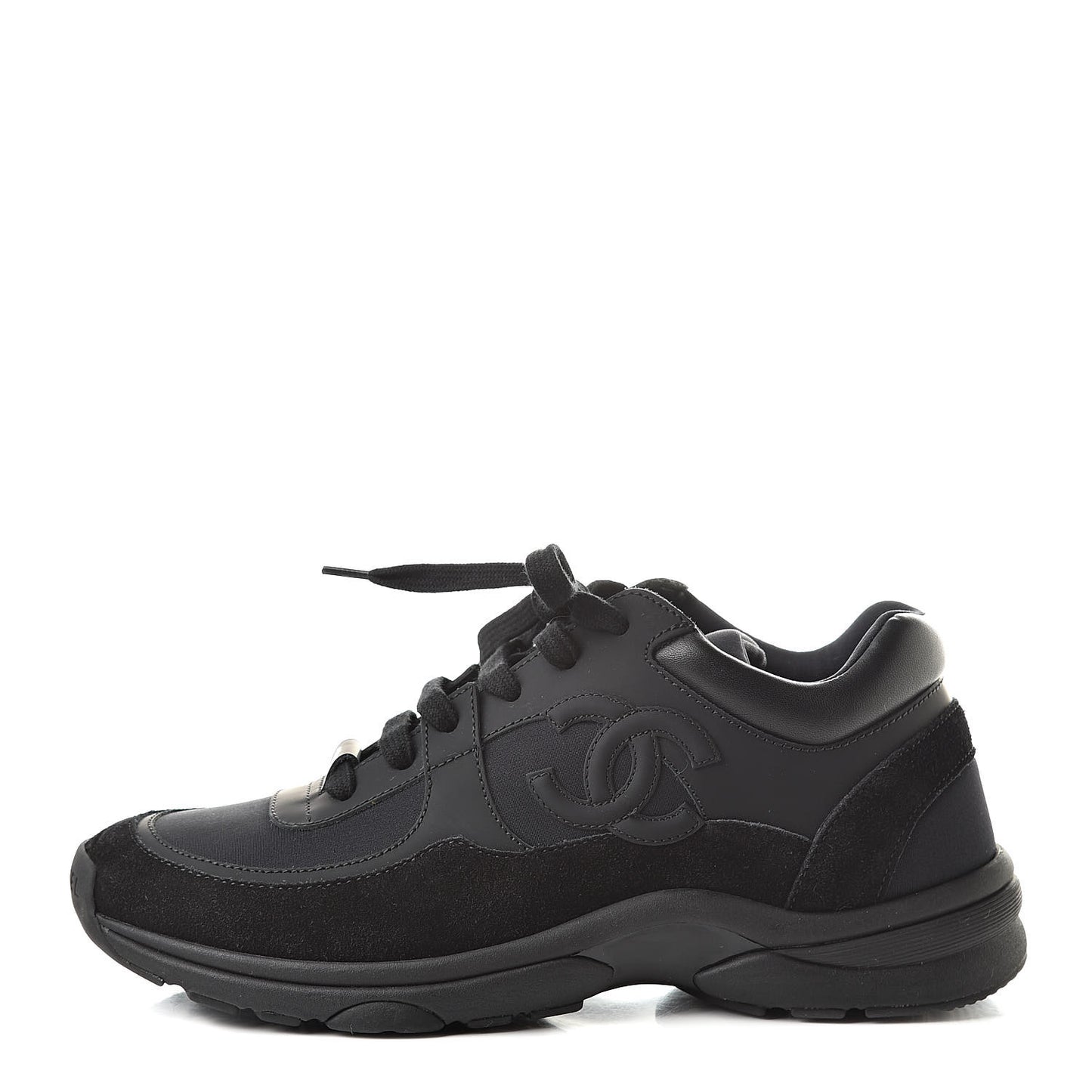 Toile Suede Calfskin CC Sneakers 36.5 Black