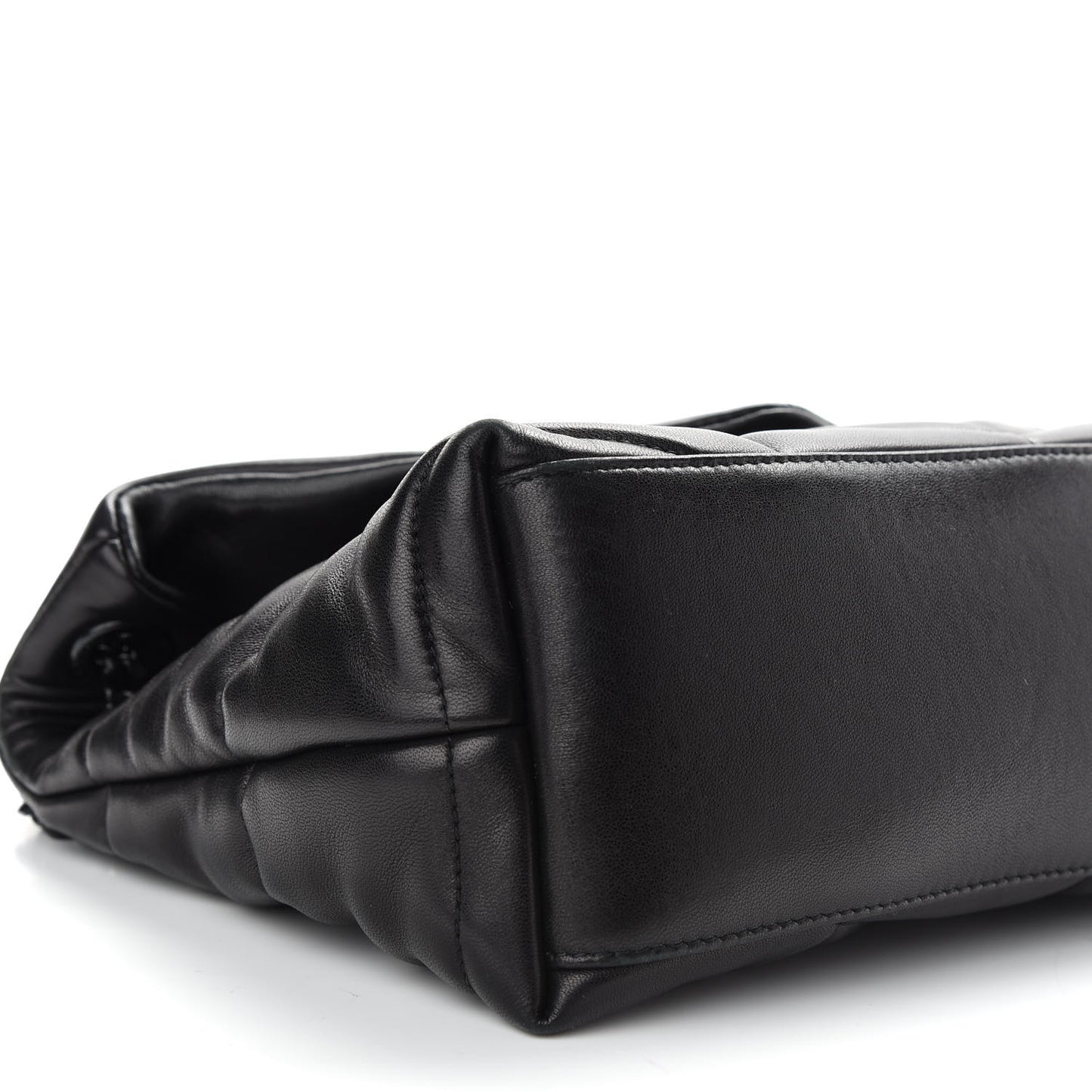 Lambskin Quilted Small Loulou Puffer Monogram Chain Satchel Black
