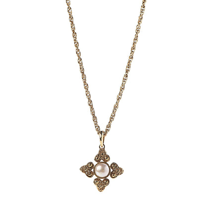 Chanel Pearl Chain Pendant Short Necklace Gold 1 of 6
