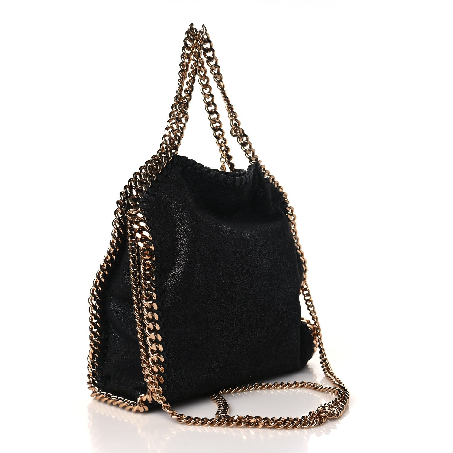 Stella McCartney Shaggy Deer Mini Falabella Fold Over Tote Black 3 of 9