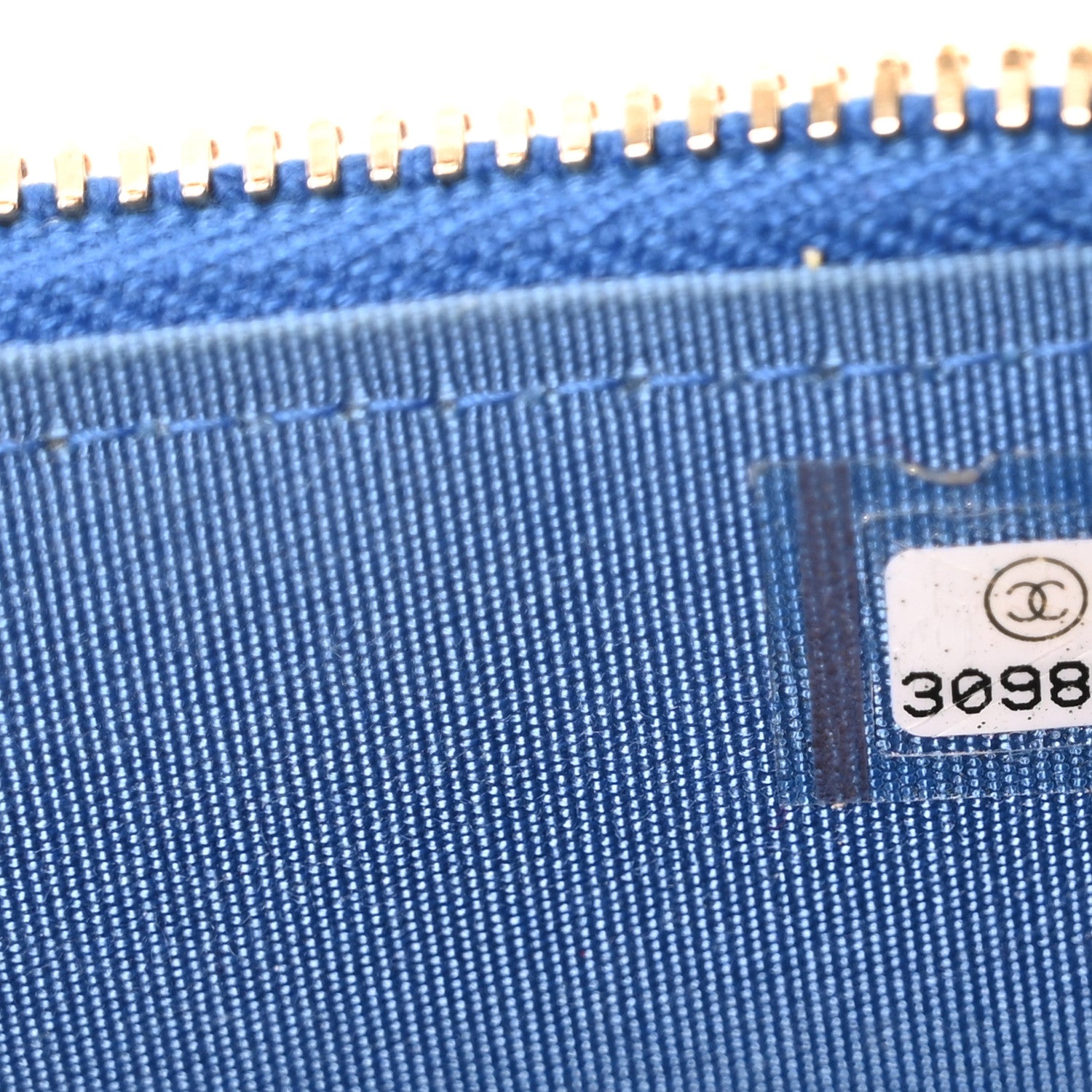 Chanel Raffia Jute Striped Small Vanity Case With Chain Blue Beige 7 of 10