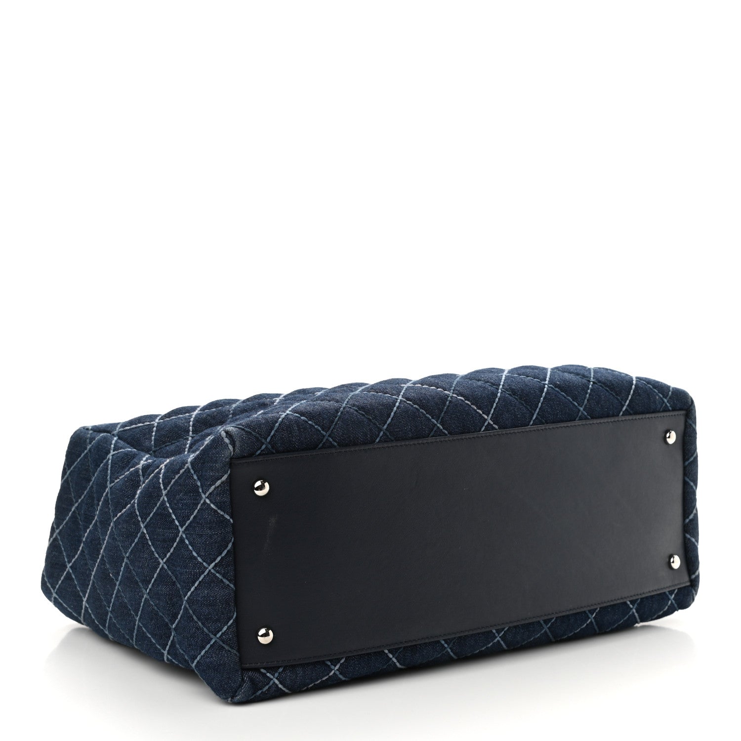Chanel Denim Quilted Large Coco Handle Shopping Tote Blue 4 of 11