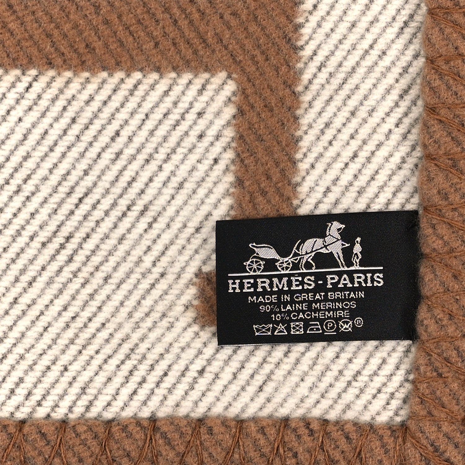 Hermes Wool Cashmere Avalon Blanket Ecru Camel 3 of 3