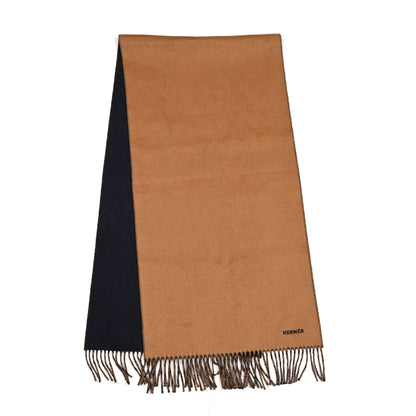 Hermes Cashmere Recto Verso Muffler Camel Marine 2 of 4
