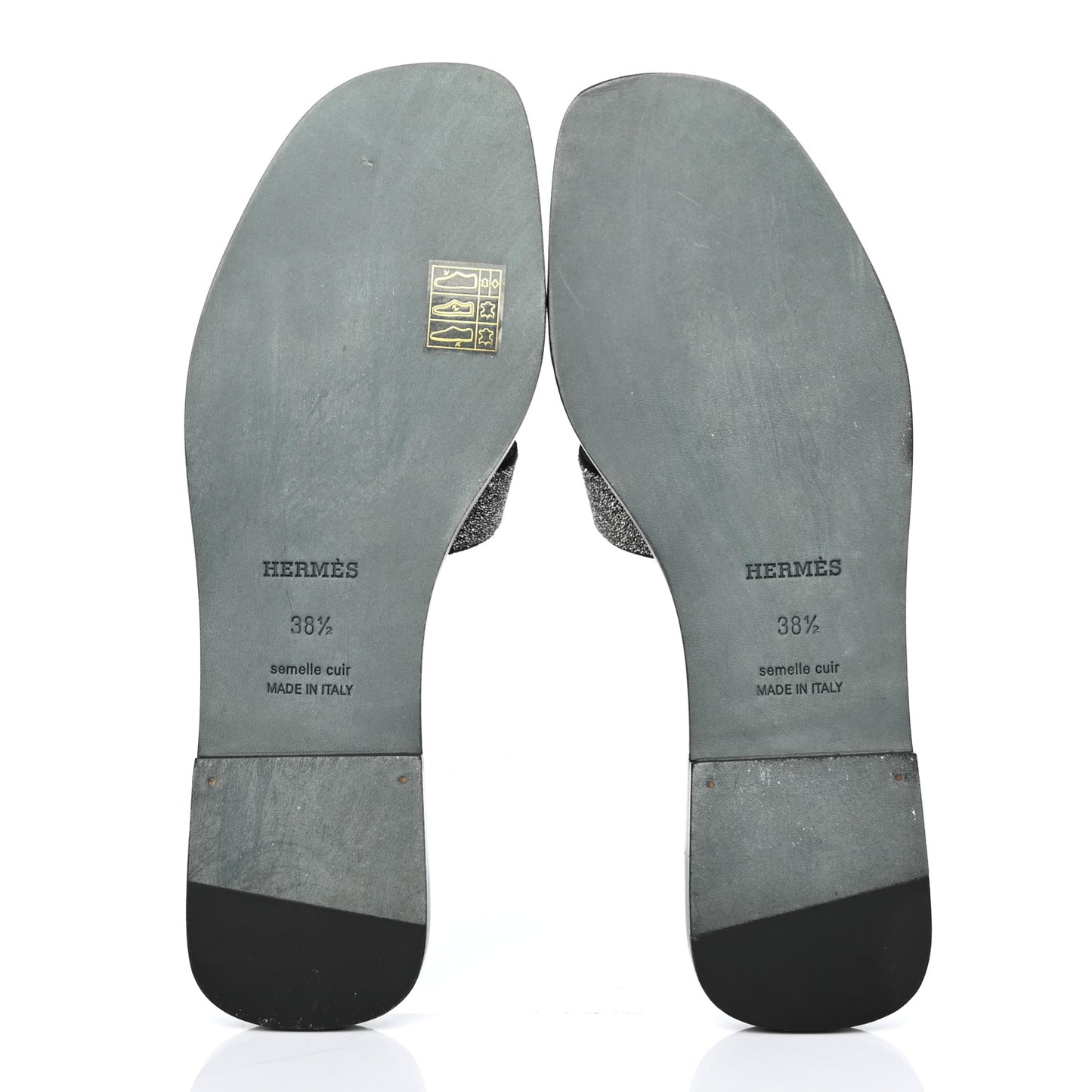 Suede Goatskin Crystal Powder Oran Sandals 38.5 Black
