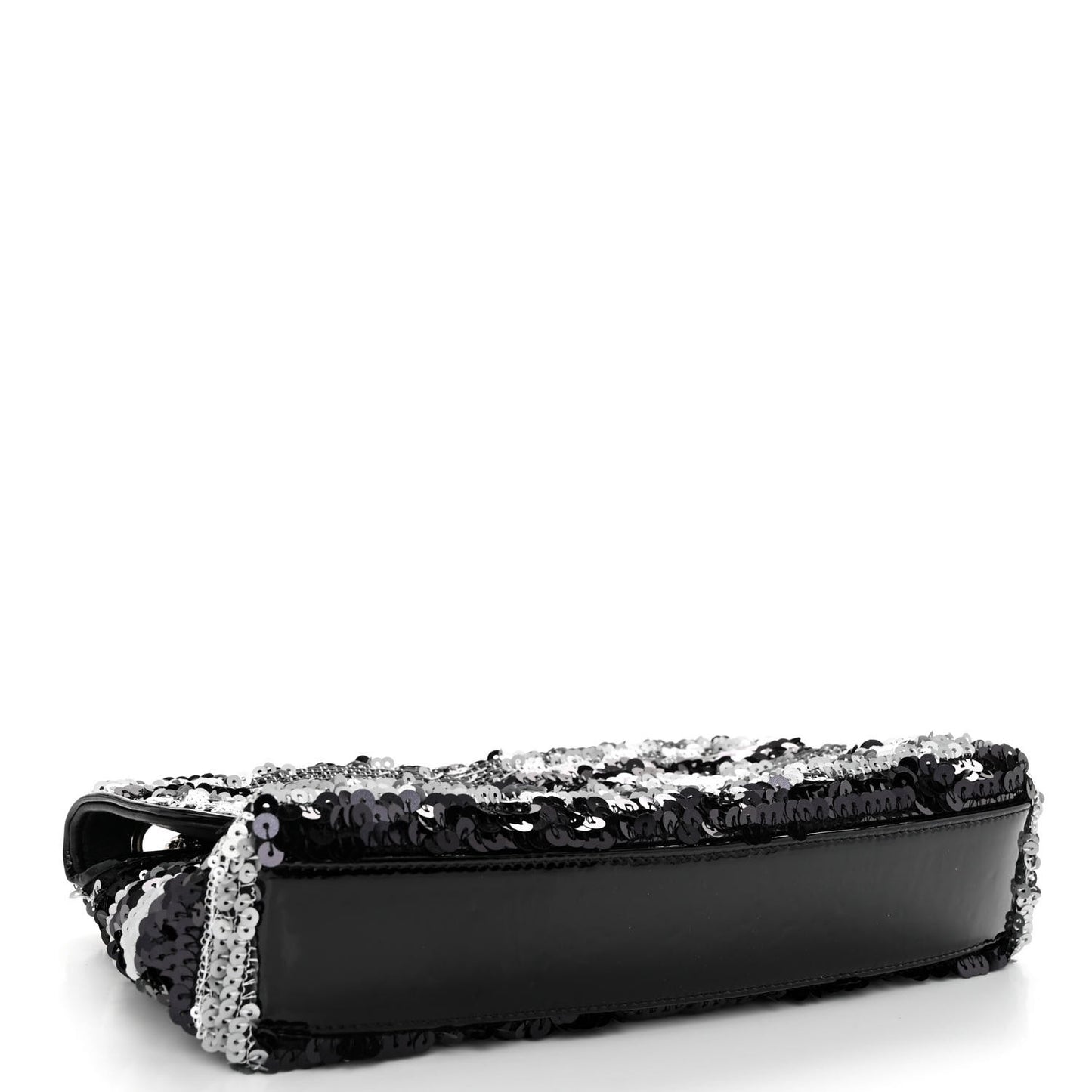 Sequin Striped Medium Reissue Flap Black Silver