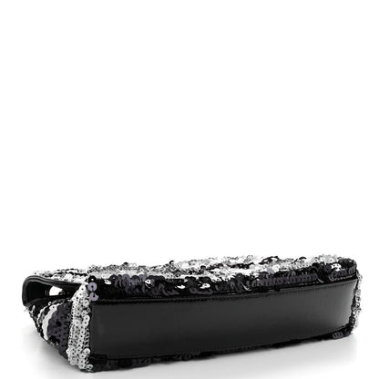 Chanel Sequin Striped Medium Reissue Flap Black Silver 4 of 10