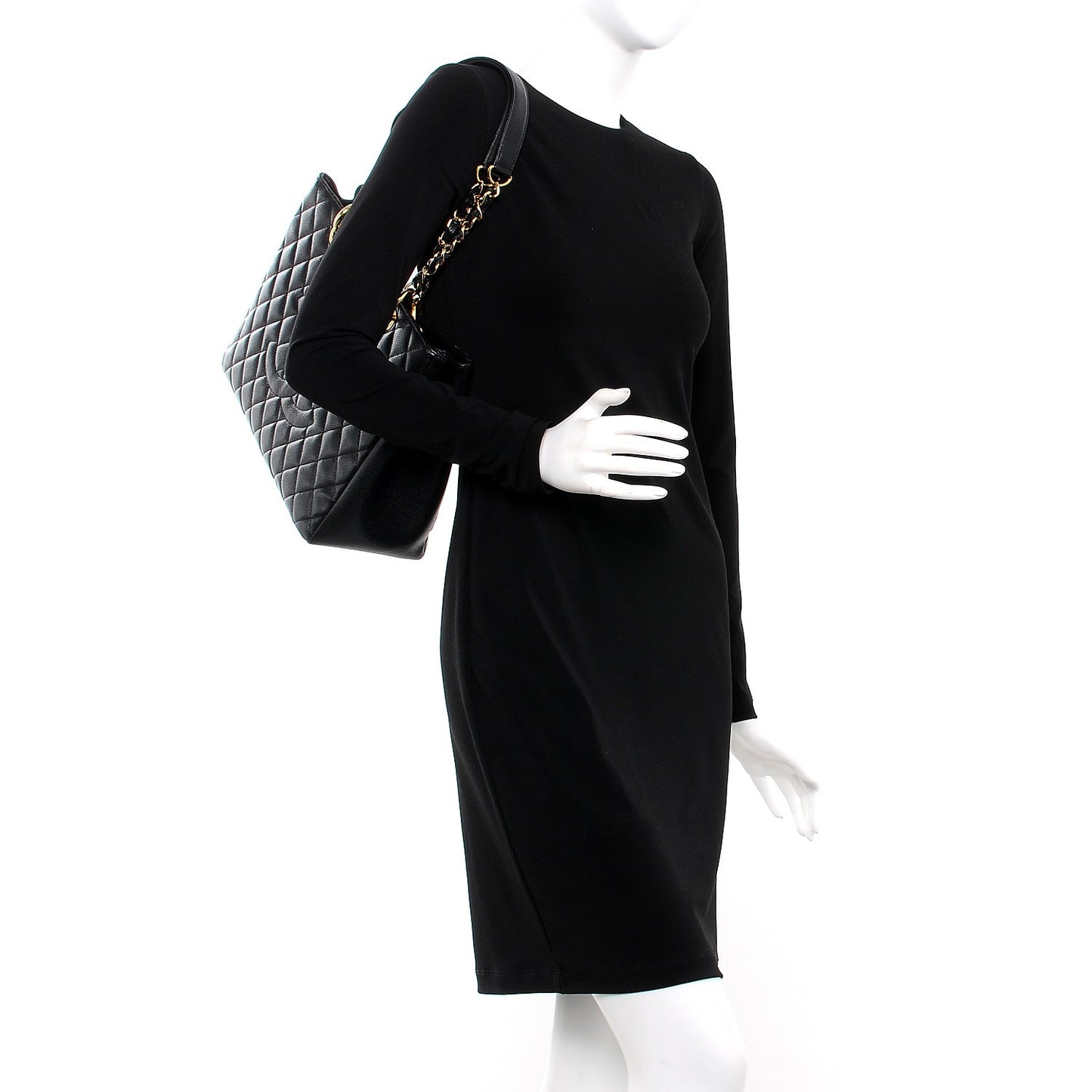 Caviar Quilted Medium Double Flap Black