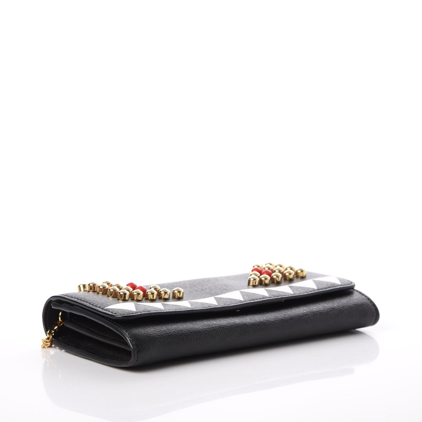 Vitello Elite Studded Monster Continental Wallet on Chain Black