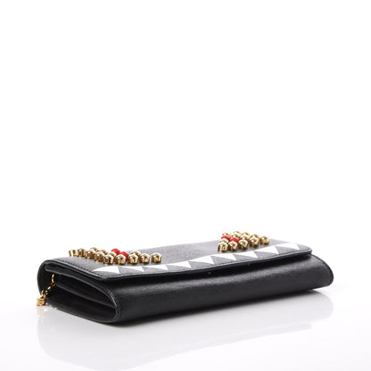 Fendi Vitello Elite Studded Monster Continental Wallet on Chain Black 4 of 8
