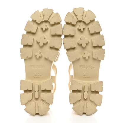 Prada Foam Rubber Metal Triangle Logo Monolith 55mm Cage Sandals 40 Quarzo 6 of 13