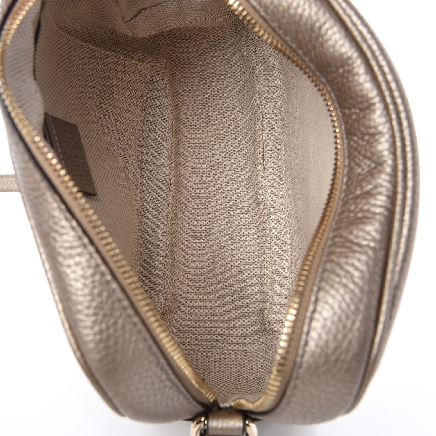 Gucci Metallic Pebbled Calfskin Small Soho Disco Bag Golden Beige 5 of 7
