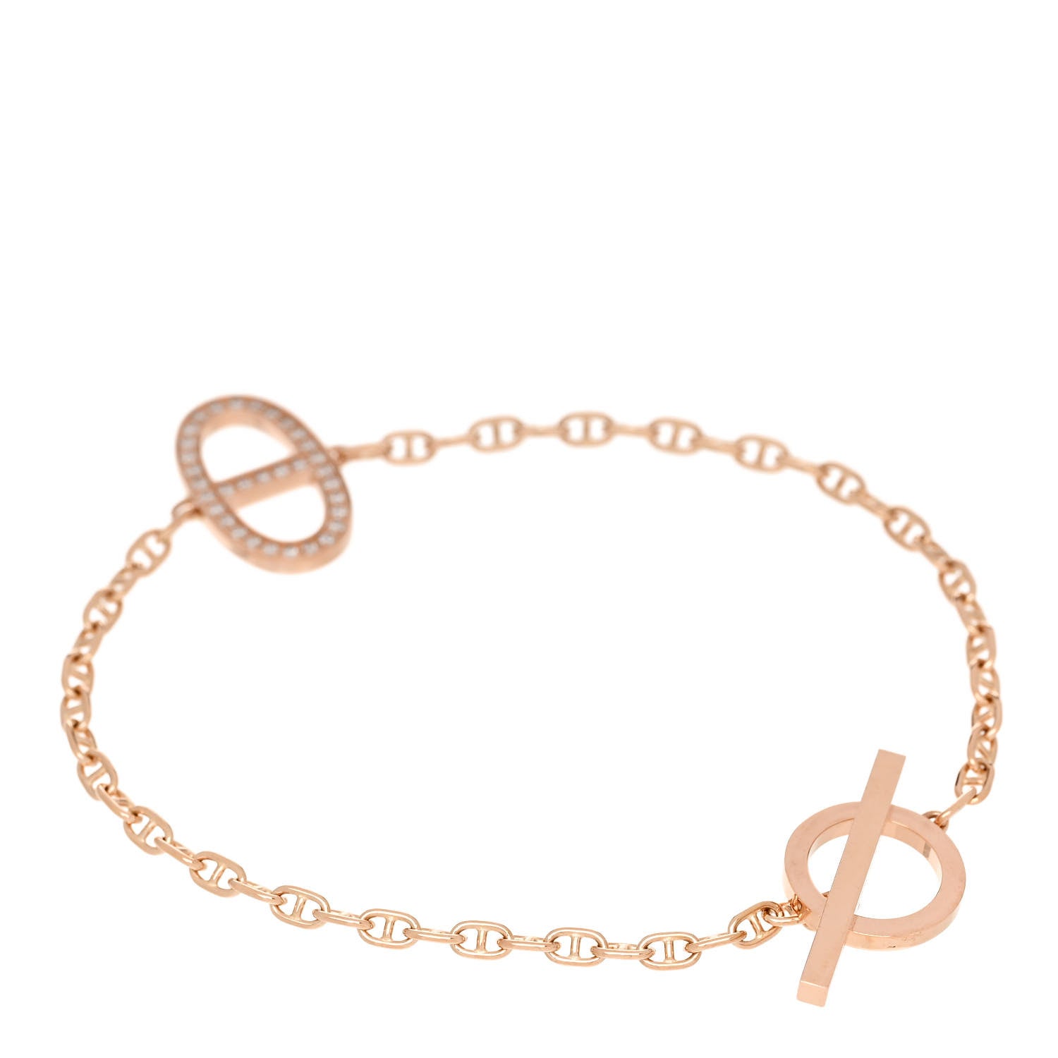 Hermes 18K Rose Gold Diamond Chaine D'Ancre Contour Bracelet SH 2 of 5