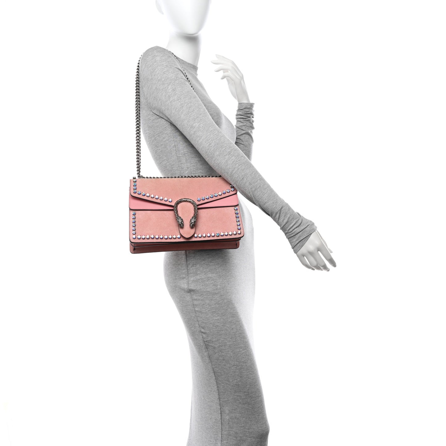 Suede Crystal Small Dionysus Shoulder Bag Peonia